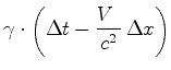 $\displaystyle \gamma\cdot \left( \Delta t-\frac{V \ }{c^2}\,\Delta x